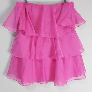 Abercrombie & Fitch Organza Tiered Mini Dress XXL Pink Valentine Date Party Wear